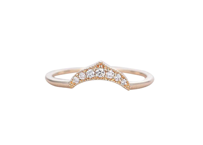 Rose Gold Plated CZ Studded Fashion Curve Ring